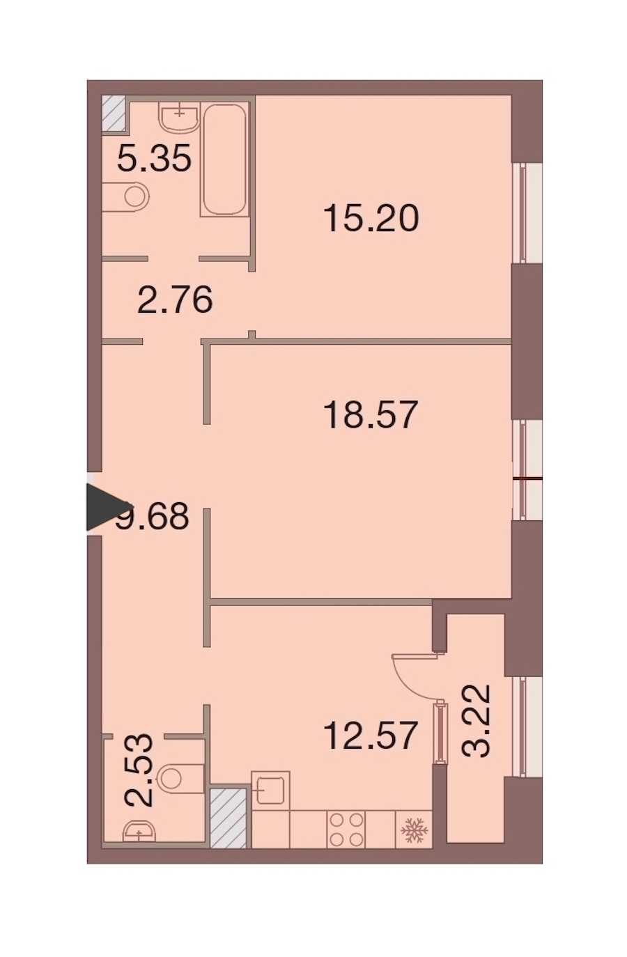 Двухкомнатная квартира в : площадь 68.27 м2 , этаж: 6 – купить в Санкт-Петербурге